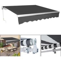 Store Banne de Balcon Rétractable avec Tissu Résistant aux uv et à l'eau Gris 350x300cm - Hengda