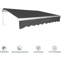 Store de balcon Store Banne Manuel Store extérieur Auvent Balcon Articulé Anti-UV Terrasse Jardin fenêtre Gris 350 x 250 cm - Hengda