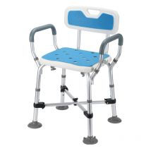Hengda Taburete de ducha Taburete de ducha regulable en altura Silla de ducha - Soporte en cruz con brazos y respaldo hasta 180kg