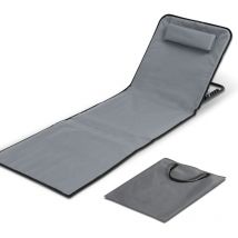 Tappetino da spiaggia con tracolla con poggiatesta poggiatesta schienale regolabile in poliestere 600D Grigio 1 pezzo 158cm x 55cm - Hengda