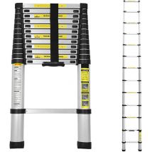 Swanew Teleskopleiter Ausziehleiter bix 150kg Stabil Aluminium Stehleiter 3.8m