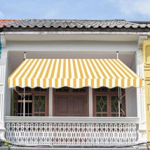 Hengda Tenda da sole a scomparsa manuale Tenda da sole a terrazza Non è necessario alcun trapano Manovella Altezza regolabile 2.5 m. giallo e bianco