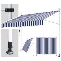 Einfeben - Hengda Tenda da sole a scomparsa manuale Tenda da sole a terrazza Non è necessario alcun trapano Manovella Altezza regolabile 2.5 m. blu e