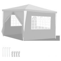Hengda - Tente Tonnelle de jardin avec panneaux latéraux amovibles Grandes fenêtres Tente Fête Camping chapiteau ou tonnelle Blanc 3x3m