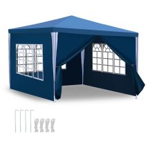 Hengda - Tonnelle Grandes Tente de jardin avec panneaux latéraux amovibles fenêtres Tente Fête Camping chapiteau ou tonnelle Bleue 3x3m