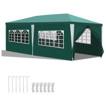 EINFEBEN Tonnelle Pavillon Polyéthylène Tubes en Acier – Tente de luxe en polyéthylène et tubes en acier, tente de jardin pratique 3x6m Vert