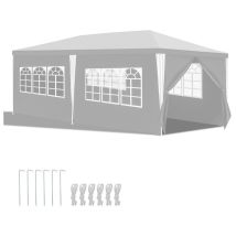 Hengda - Tonnelle Pavillon Polyéthylène Tubes en Acier – Tente de luxe en polyéthylène et tubes en acier. tente de jardin pratique 3x6m Blanc