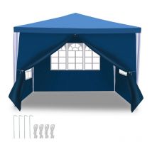 Tonnelle Pavillon Terrasse – Tente de marché et protection solaire pour le jardin. pavillon de fête idéal 3x3m Bleu - Hengda