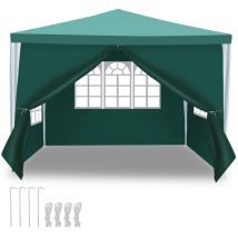 Tonnelle Pavillon Terrasse – Tente de marché et protection solaire pour le jardin. pavillon de fête idéal 3x3m Vert - Hengda