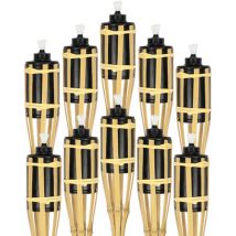 Torche de jardin 10x torches éclairage de jardin ensemble de torches éclairage bambou - Hengda