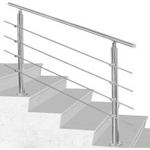 Hengda - swanew Edelstahl Handlauf Geländer Treppengeländer 160 cm mit 4 Querstreben Montagematerial Wandhandlauf Wandhalterung Innen & Außen