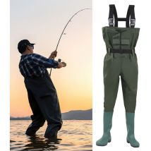 Hengda waders deniers nylon poisson étang de pêche pantalon imperméable pêcheur étang pantalon en caoutchouc avec bottes 46 avec crochet