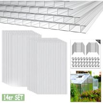 Hengmei - Gewächshäuser aus Polykarbonat 14x Polycarbonat Doppelstegplatten 4mm Hohlkammerstegplatten10,25 m ̨ UV-beständigen Stegplatten Transparent