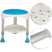 Hengmei - Duschsitz Badhocker für Dusche Duschhocker Duschsitz Höhenverstellbar Aluminium Anti-Rutsch mit Ablage rund Duschstuhl Drehbar Badsitz