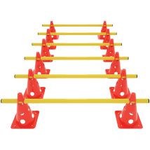Hengmei - Agility Kit de coordination de 18 pièces pour entraînement de coordination Haies d'agilité Réglable Pour football, enfant, chien, dresseur