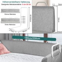 Barrière de lit 200 cm - Protection anti-chute pour enfant - Réglable en hauteur - Bricolage - Protection des bords de lit - 5 trous - Pour bébé