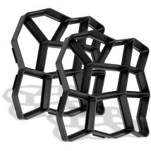 2x Diy Betonform Schalungsform Pflasterform Gehweg Gießform Beton Schablone Schwarz 9 Gitter Unregelmäßige Pflasterschablone 43x43x4cm Kunststoff 