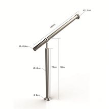 Außengeländer Edelstahl Geländer Eingangsgeländer Treppengeländer Wandhandlauf Handlauf für Treppenhaus, Außen & Innen (180cm), HENGMEI