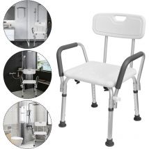 Hengmei - Siège de douche Tabouret de douche réglable en hauteur - Siège de douche - Aide à la douche avec accoudoirs et dossier...