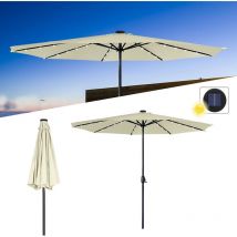 Accessoire pour parasol Parasol de Jardin en Aluminium, 350 cm Avec manivelle, Avec led solaire Pour Balcon, Terrasse, Beige Hengmei