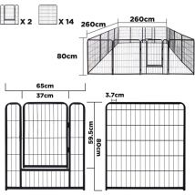 HENGMEI Parque para cachorros de 16 piezas, 80 x 65 cm, plegable, incluye puerta y anclaje para interior y exterior, resistente a la intemperie