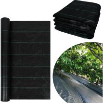 Acolchado y mallas antihierbas 2x25m Rollo Antihierba, Película Antihierba Permeable al Agua, Protección uv, Resistente al Desgarro, 100g/m Hengmei