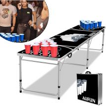 Hengmei - Tavoli da ping pong Set da Tavolo per Birra Pong, Tavolo Pieghevole Regolabile in Altezza per Giochi da Bere Incl. 5 Palline e 100 Tazze