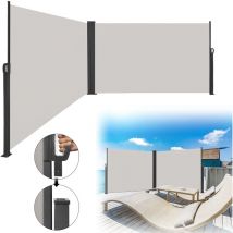 Hengmei - Claustra Terrasse Rétractable Auvent Mural Résistante au Soleil Abris Latéraux, 160 x 600 cm, Gris