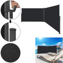 Hengmei - Pannelli divisori Tenda da sole laterale double face allungabile, protezione solare per balcone, terrazza (160 x 600 cm, antracite)