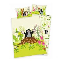 Literie en coton 100x135 Krecik vert et coloré pour enfant H23
