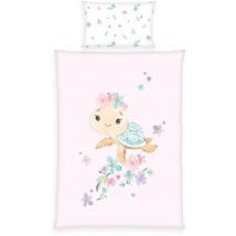 Set di Biancheria da Letto, Little Turtle, Federa 40 x 60 cm con Chiusura a Busta, Copripiumino 100 x 135 cm con Cerniera, 100% Cotone/Renforcé