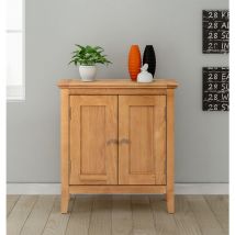 Hallowood Furniture - Hereford Oak Small Shoe Storage Cabinet, Cupboard Storag, Light Oak Wooden Shoe Cabinet with Adjustable Shelf, Sideboard for