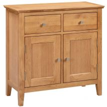 Hereford Oak Sideboard Storage Cabinet with 2 Drawers and Cupboard, Small Sideboards with Adjustable Shelves in Light Oak, Shoe Storage Unit for