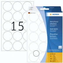 Tiquettes fermoirs ø 32 mm rondes, transparentes, extrêmement adhésives, film mat, 240 pcs sur 16 feuilles (2277) - Herma