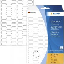 Herma - tiquettes bijouterie 10 x 49 mm, blanches, demi carton mat, pour l'inscription manuelle, 600 Étiquettes / 25 Feuilles (2510)