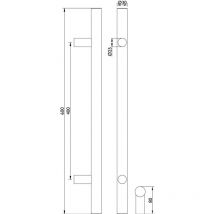 Hermat - Stoßgriff Serie 8000 ø 30 mm 8000.Ø30/2STZ/600/400-74PVD
