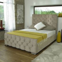 Hermes Diamond Fabric Upholstered Bed Frame / 4FT6 / 3000 Pocket Spring Quilted Mattress