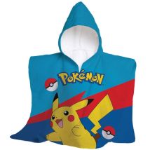 Pokémon, Telo Mare Con Cappuccio, Poncho Mare Maxi Da Bambino, 60x60 Cm, Asciugamano Da Spiaggia O Piscina, 100% Morbido Cotone - Hermet