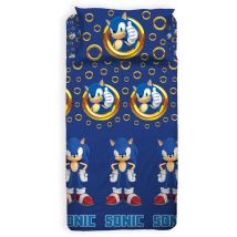 Sonic, Set Lenzuolo Singolo Cameretta, Una Piazza, Completo Letto, Lenzuolo Sopra, Lenzuolo Sotto Con Angoli, Federa, 100% Cotone, Prodotto Ufficiale 