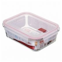 Ta-tay - tatay 1161809 -Cook&Eat Contenedor de Alimentos hermético de Cristal borosilicato, Transparente/Rojo, 1,5 litros de capacidad, 17,7 x 23,1 x