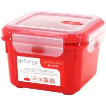 Sp-berner - sp berner Hermético super lock micro 1,1 l., cuadrado, apto para cocinar al vapor en el microondas, ideal transporte y almacenamiento de
