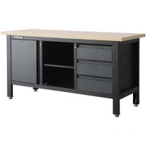 Werkstatteinrichtung Werkbank Heros 1 inkl. Lochwand Anthrazit/Schwarz 169x60x87 cm - Feistos