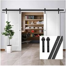 Jn.songs - Herraje Para Puerta Corredera Kit De Rieles De Puerta Corrediza De Granero Para Doble Puerta, Forma De J - 200cm