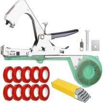 Groofoo - Herramienta para atar plantas, máquina para atar plantas, herramienta para atar con cinta adhesiva con 10 rollos y 10 000 grapas, máquina