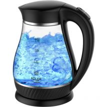 Adler - AD1274B Hervidor Agua Eléctrico 1,7 Litros Jarra Cristal Inalámbrica Retroiluminada, Apagado Automático 2200W Negro