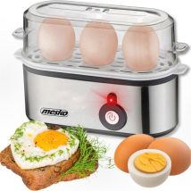 Mesko - ms 4485 Cuece Huevos Eléctrico, 3 Huevos Cocidos, Ajuste Eléctronico Cocción, Soporte Extraíble, sin bpa 350W Plata