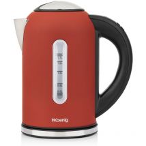 Hkoenig - Hervidor de Agua Eléctrico Pequeño, 2200 w, Capacidad de 1.7 l, Base 360o, Temperatura hasta 100o en Tiempo Récord. BOE54 Rojo/Negro
