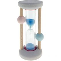 Hess - Holzspielzeug 14593 - Orologio spazzolino da denti in legno, per bambini, fatto a mano, natura rosa/blu, clessidra con sabbia colorata, per