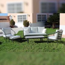 Salon de jardin détente en aluminium anthracite 5 places Alexis