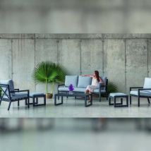 Salon de jardin détente en aluminium anthracite 5 places Dounvil